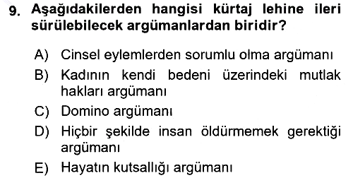 Felsefe 2015-2016 Dönem Sonu Sınavı - 9. soru