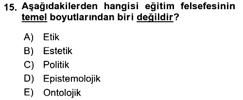 Felsefe 2015-2016 Dönem Sonu Sınavı - 15. soru