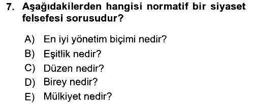 Felsefe 2016-2017 Dönem Sonu Sınavı - 7. soru