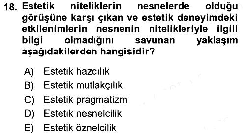 Felsefe 2017-2018 Dönem Sonu Sınavı - 18. soru