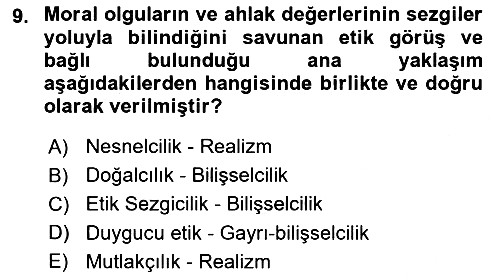 Felsefe 2019-2020 Dönem Sonu Sınavı - 9. soru