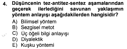 Felsefe 2013-2014 Tek Ders Sınavı - 4. soru