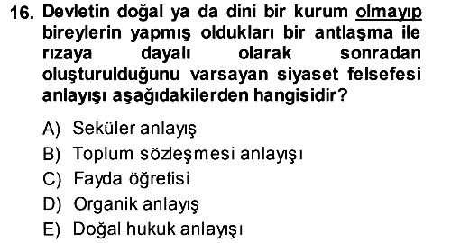 Felsefe 2014-2015 Tek Ders Sınavı - 16. soru