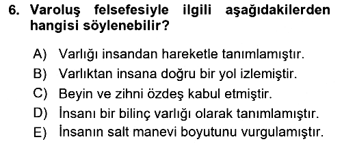 Felsefe 2022-2023 Yaz Okulu Sınavı - 6. soru