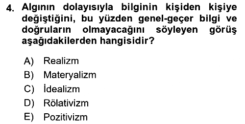 Felsefe 2024-2025 Yaz Okulu Sınavı - 4. soru
