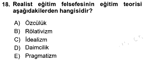 Felsefe 2024-2025 Yaz Okulu Sınavı - 18. soru