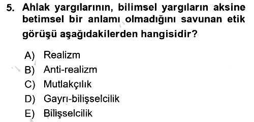 Felsefe 2025-2026 Dönem Sonu Sınavı - 5. soru