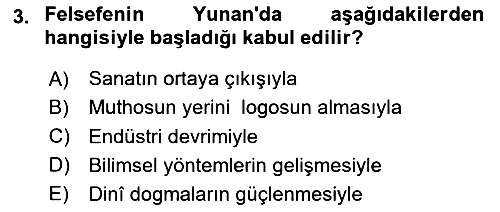 Felsefe 2025-2026 Yaz Okulu Sınavı - 3. soru