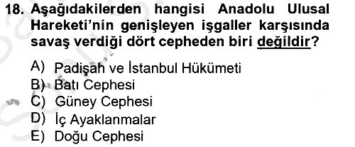 Genel Uygarlık Tarihi 2012-2013 Dönem Sonu Sınavı - 18. soru