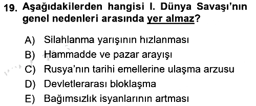 Genel Uygarlık Tarihi 2015-2016 Dönem Sonu Sınavı - 19. soru