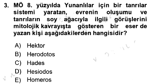 Genel Uygarlık Tarihi 2024-2025 Dönem Sonu Sınavı - 3. soru
