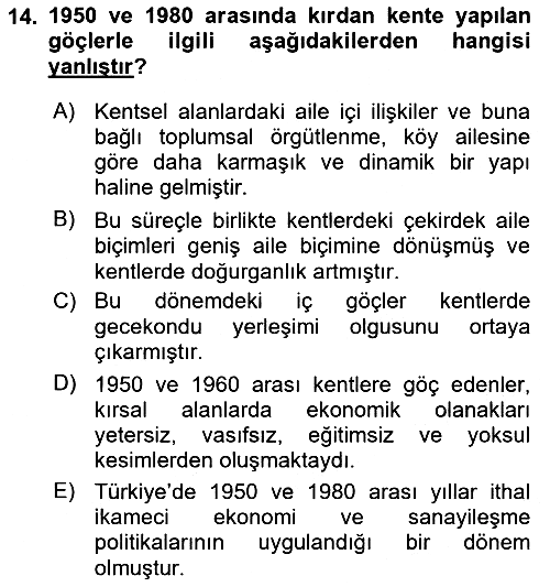 Göç Sosyolojisi 2023-2024 Ara Sınav - 14. soru