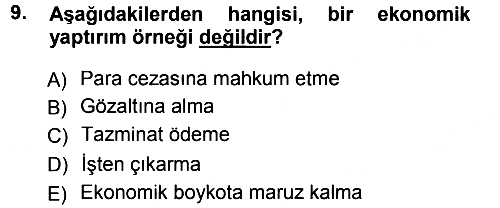 Hukuk Sosyolojisi 2012-2013 Ara Sınav - 9. soru