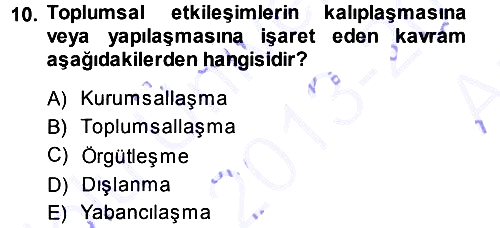 Hukuk Sosyolojisi 2013-2014 Ara Sınav - 10. soru