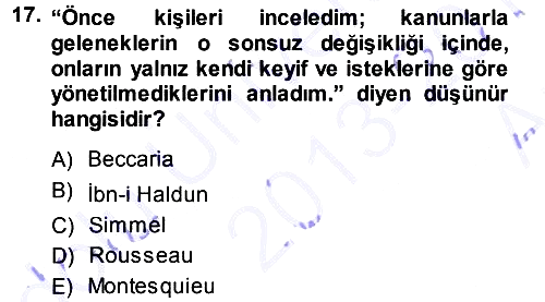 Hukuk Sosyolojisi 2013-2014 Ara Sınav - 17. soru