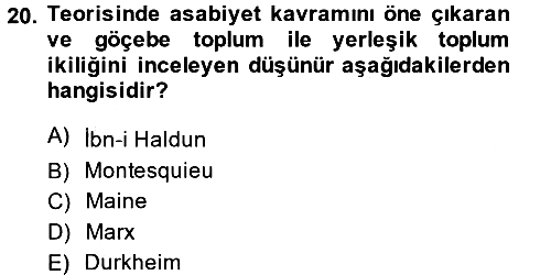 Hukuk Sosyolojisi 2014-2015 Ara Sınav - 20. soru