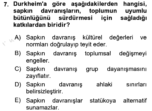 Hukuk Sosyolojisi 2016-2017 Ara Sınav - 7. soru