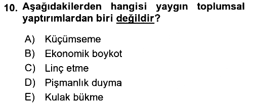 Hukuk Sosyolojisi 2016-2017 Ara Sınav - 10. soru