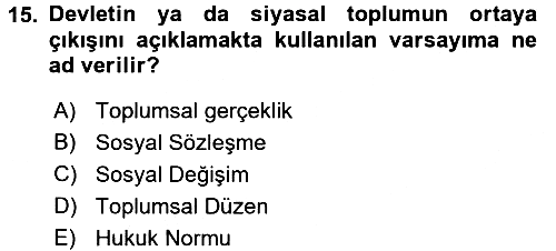 Hukuk Sosyolojisi 2016-2017 Ara Sınav - 15. soru