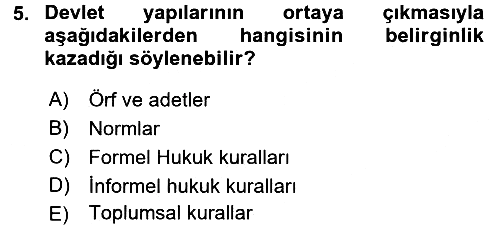 Hukuk Sosyolojisi 2017-2018 Ara Sınav - 5. soru