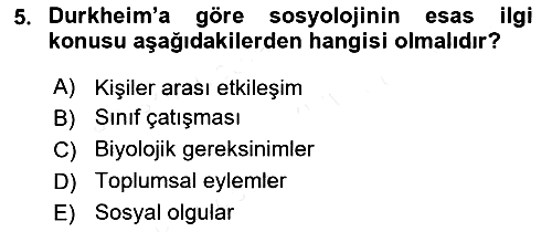 Hukuk Sosyolojisi 2018-2019 Ara Sınav - 5. soru