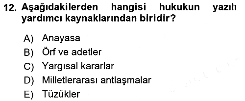 Hukuk Sosyolojisi 2018-2019 Ara Sınav - 12. soru