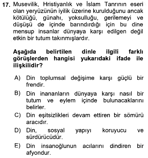 Hukuk Sosyolojisi 2018-2019 Ara Sınav - 17. soru