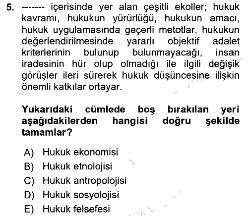 Hukuk Sosyolojisi 2023-2024 Ara Sınav - 5. soru