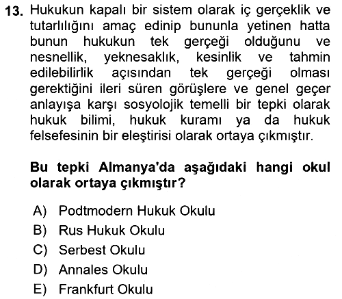 Hukuk Sosyolojisi 2023-2024 Ara Sınav - 13. soru