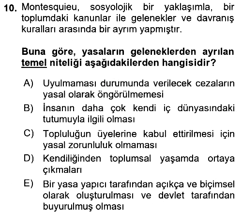 Hukuk Sosyolojisi 2025-2026 Ara Sınav - 10. soru