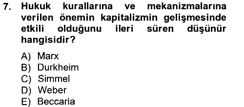 Hukuk Sosyolojisi 2012-2013 Dönem Sonu Sınavı - 7. soru