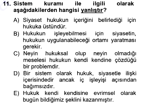 Hukuk Sosyolojisi 2012-2013 Dönem Sonu Sınavı - 11. soru