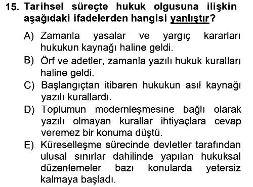 Hukuk Sosyolojisi 2012-2013 Dönem Sonu Sınavı - 15. soru