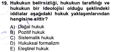 Hukuk Sosyolojisi 2012-2013 Dönem Sonu Sınavı - 19. soru
