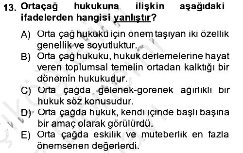 Hukuk Sosyolojisi 2014-2015 Dönem Sonu Sınavı - 13. soru