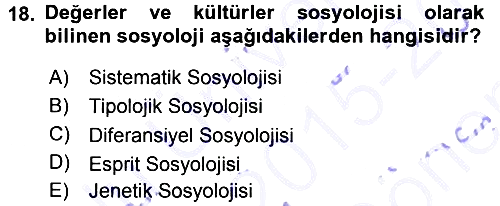Hukuk Sosyolojisi 2015-2016 Dönem Sonu Sınavı - 18. soru