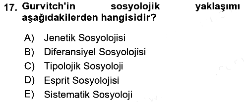 Hukuk Sosyolojisi 2016-2017 Dönem Sonu Sınavı - 17. soru