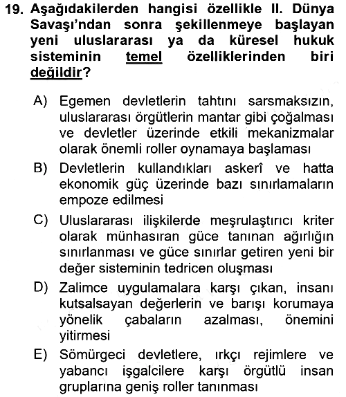 Hukuk Sosyolojisi 2016-2017 Dönem Sonu Sınavı - 19. soru