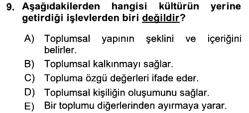 Hukuk Sosyolojisi 2017-2018 Dönem Sonu Sınavı - 9. soru