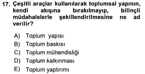 Hukuk Sosyolojisi 2017-2018 Dönem Sonu Sınavı - 17. soru
