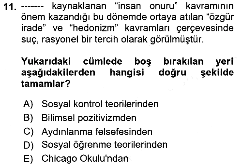 Hukuk Sosyolojisi 2018-2019 Dönem Sonu Sınavı - 11. soru