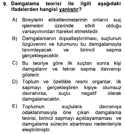 Hukuk Sosyolojisi 2019-2020 Dönem Sonu Sınavı - 9. soru