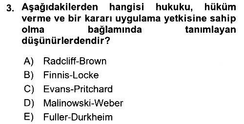 Hukuk Sosyolojisi 2023-2024 Dönem Sonu Sınavı - 3. soru