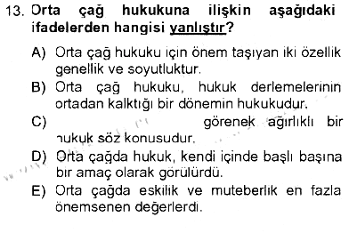 Hukuk Sosyolojisi 2012-2013 Tek Ders Sınavı - 13. soru