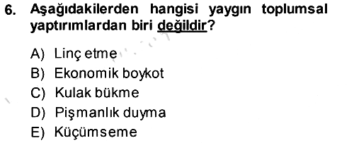 Hukuk Sosyolojisi 2013-2014 Tek Ders Sınavı - 6. soru