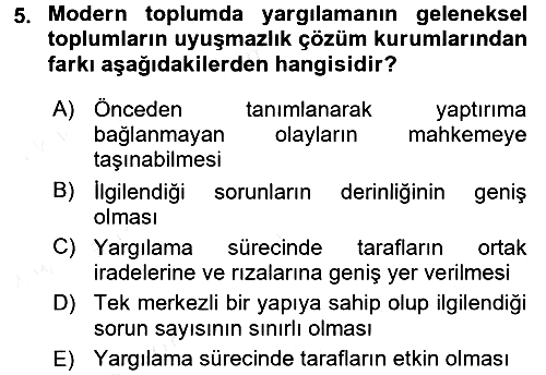 Hukuk Sosyolojisi 2015-2016 Tek Ders Sınavı - 5. soru