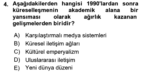 İletişim Sosyolojisi 2016-2017 3 Ders Sınavı - 4. soru