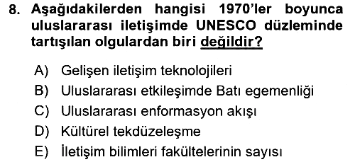 İletişim Sosyolojisi 2016-2017 3 Ders Sınavı - 8. soru