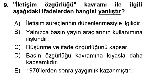 İletişim Sosyolojisi 2016-2017 3 Ders Sınavı - 9. soru