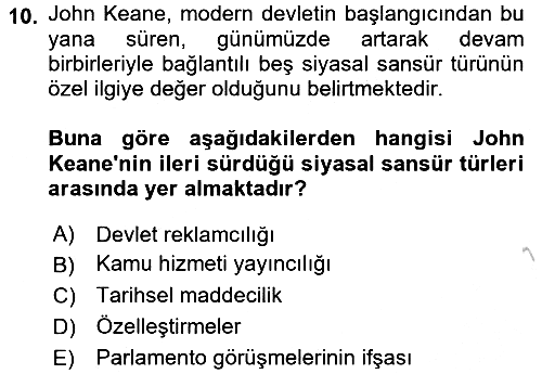 İletişim Sosyolojisi 2016-2017 3 Ders Sınavı - 10. soru